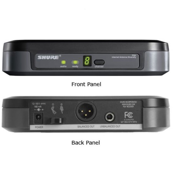 Shure PG4 Wireless Diversity Receiver Channel 38 djkit